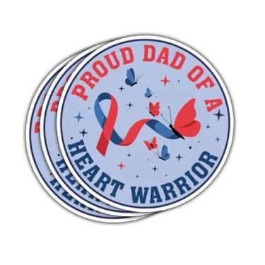 Imagem de Adesivo divertido de conscientização CHD de pai orgulhoso de um coração guerreiro para defeitos cardíacos congênitos fita borboleta guerreiro saúde mental decalque para laptop garrafa caderno caixa de