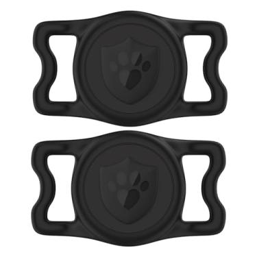 Imagem de ilFindYou Suporte para coleira de cachorro Airtag – IP68 à prova d'água para coleira de cachorro, capa de silicone antiperda e durável, compatível com Apple AirTags (preto x2)