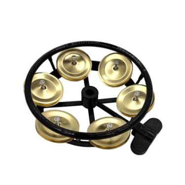 Imagem de Jiayouy Hi Hat Pandeiro com jingle de fileira única de metal dourado, conjunto de bateria montável para bateristas