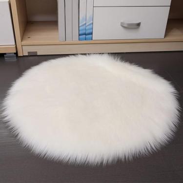 Imagem de BESTORI Tapetes redondos fofos de 3 cm x 3 cm macio de pilha alta lavável interior felpudo tapete de pelúcia tapete de porta para quarto, sala de jantar, sala de estar, branco 01