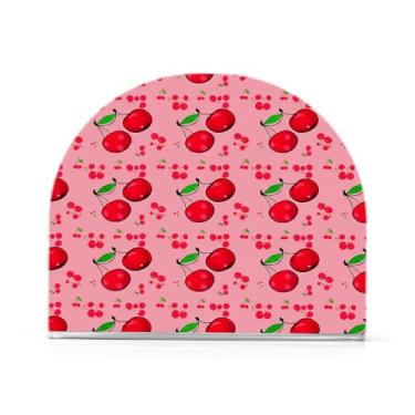 Imagem de JUZIHAI Porta-guardanapos de cerejas vermelhas para mesa dispensador de guardanapos de acrílico para mesa suporte de lenços independente para cozinha sala de jantar bar festa decoração de casa