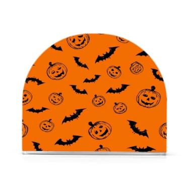 Imagem de JUZIHAI Suporte de guardanapo de Halloween Boo para mesa dispensador de guardanapo de acrílico para mesa suporte de lenços independente para cozinha sala de jantar bar festa decoração de casa