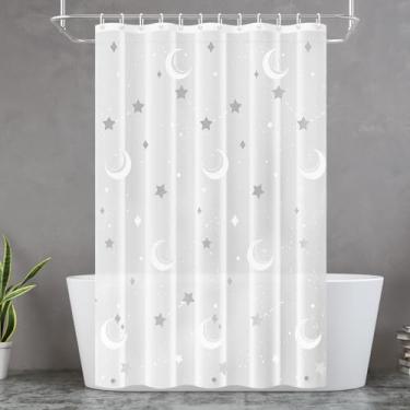 Imagem de HADEEONG Cortina de chuveiro PEVA, cortina de chuveiro premium repelente de água 72 x 72 com 3 pesos magnéticos para box de chuveiro, banheiras (galáxia)