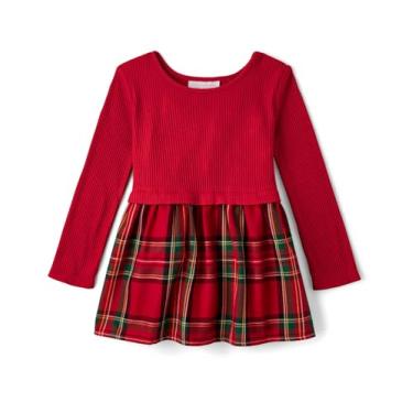 Imagem de The Children's Place Vestidos casuais de manga comprida para bebês meninas e crianças pequenas, Xadrez vermelho clássico, 18-24 Meses