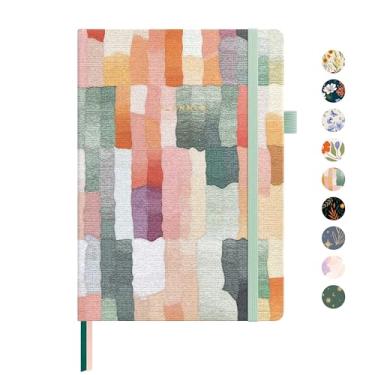 Imagem de Agenda de calendário semanal A5, capa dura de 72 semanas para rastrear objetivos, livro de planejamento com adesivos mensais e bolso traseiro (listras coloridas)