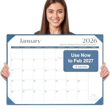 Imagem de Gannyfer Calendário de mesa grande 2025 com tapete de mesa, calendário simplificado de 56 x 43 cm, calendário de mesa de 18 meses de janeiro de 2025 a junho de 2026, material de escritório perfeito