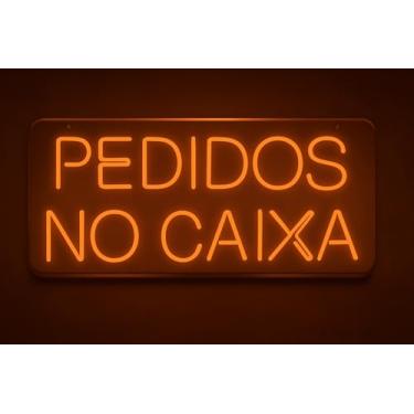 Imagem de Painel Luminária Neon Led - Pedidos No Caixa Acrílico 70cm A Escolher 127/220v (Laranja)