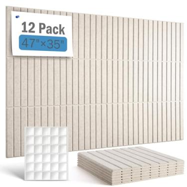 Imagem de Quadros grandes de cortiça para paredes, quadro de avisos de 120 cm x 89 cm, pacote com 12 azulejos de parede de feltro com 60 adesivos, quadros de cortiça para escritório, placa de feltro alternativa