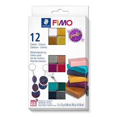 Imagem de STAEDTLER Argila de Polímero FIMO Effect - Argila de Forno Para Joias, Esculpir - 12 Unidades Em Cores Variadas 8013 C12-4 (Embalagem de 12 x 25g)