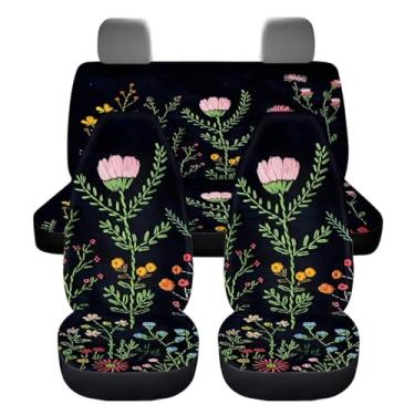 Imagem de Gomesmonty Conjunto completo de capas de assento de carro florais, capas de almofada de veículos automotivos, ajuste universal para a maioria dos carros, SUV, sedãs e caminhonetes