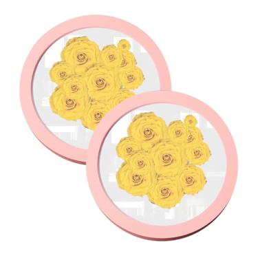 Imagem de YuanQ 2 porta-retratos redondos, moldura vintage em círculo preto, pintura artística, molduras redondas para exibição de mesa e decoração de parede (rosa, 12,7 cm)