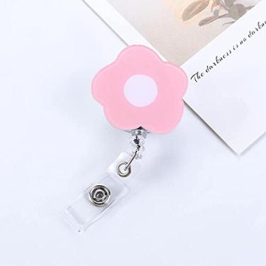 Imagem de Clipes de cartão de identificação, material escolar, suporte de crachá, enfermeira, médico, acrílico, flores coreanas, cartão de nome de desenho animado (flores rosa)