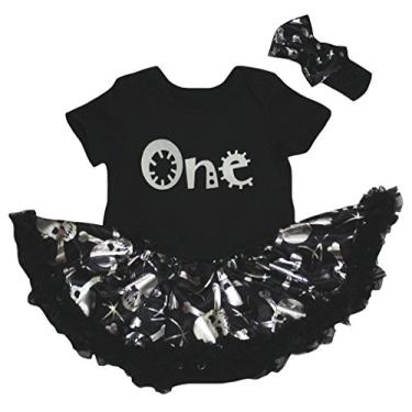 Imagem de Petitebella Body preto prata com caveira tutu Nb-18m, Preto, prata, 6-12 meses