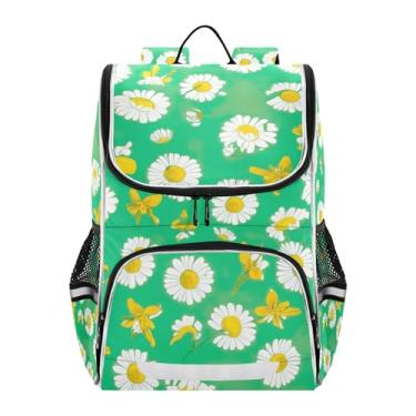 Imagem de Joisal White Yellow Daisies Green Backpack for Girls Kids Student Travel Back to School Bag Personalized Print Book Bag Elementary Ages 6-12 Boys Backpacks Cartoon