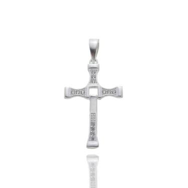 Imagem de Pingente Crucifixo Cruz Cravejado Toretto Prata Legitima - Lojas La&Ny