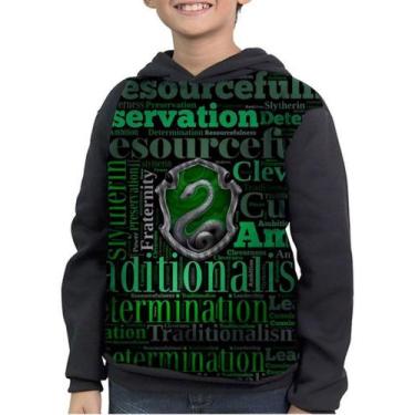 Imagem de Casaco Moletom Infantil Sonserina Slytherin Harry Potter, Preto, 4