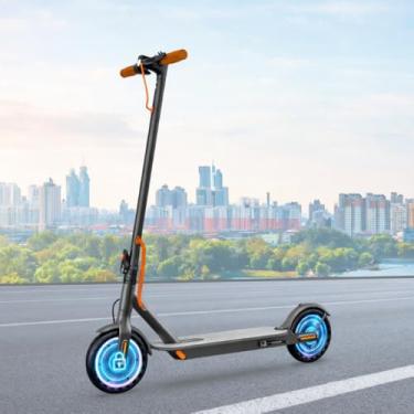 Imagem de Patinete Elétrico Laranja Com Luz Led Bluetooth Velocidade 25 km/h com App GPS e Bateria Recarregável para adultos até 120kg Original