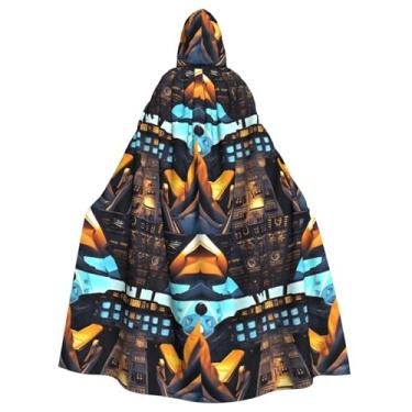 Imagem de XLLingL Airplane Cockpit Print Halloween Adult Hooded Cloak,Economical Cosplay Cloak,Props And Costumes Witch Cape