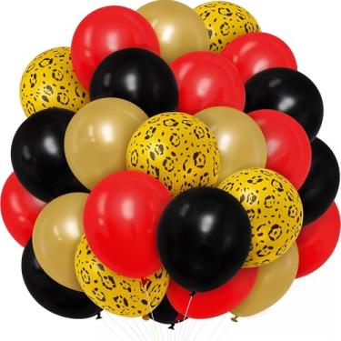 Imagem de Kriyokiaa balões com estampa de chita decorações de festa preto e vermelho