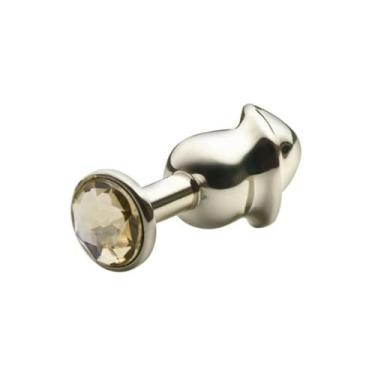 Imagem de Plug Anal Formato De Pênis Com Pedra Brilhante 8,2 x 2,8cm Acessório Erótico Estimulador Anal 258 (DOURADO)