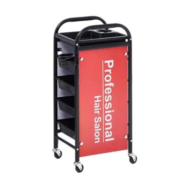 Imagem de Carrinho de cabeleireiro com rodas – Carrinho de armazenamento de barbearia com 5 gavetas, grande capacidade, 4 rodízios móveis universais, fácil de mover, ideal para salão, spa, tatuagem (cor 4)