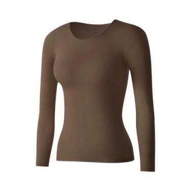 Imagem de Camiseta Térmica Feminina Ultra Fina E Sem Costura, Ajuste Slim, Manga