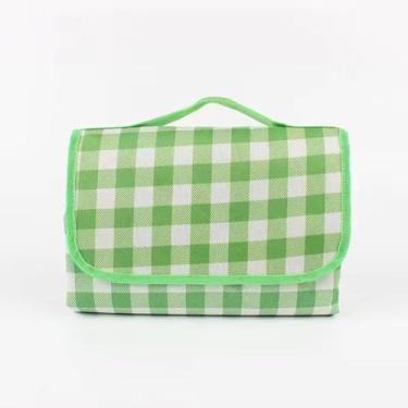 Imagem de Tapete de Piquenique Impermeável Dobrável e Portátil para Praia, Camping e Atividades ao Ar Livre(Verde grelha)