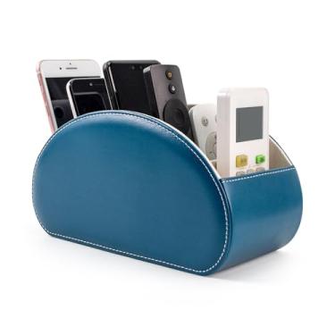 Imagem de Caixa organizadora de suporte de controle remoto com 5 compartimentos de couro sintético multifuncional para escritório, armazenamento de TV, controle remoto para reprodutor de mídia, pincel, lápis