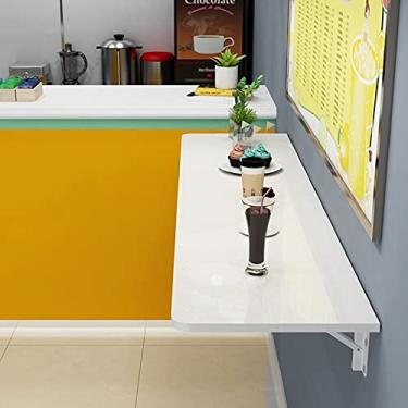 Imagem de Mesa de computador dobrável branca 60 cm 70 cm 80 cm 90 cm 100 cm 120 cm | Mesa de parede para pequenos espaços trabalho de escritório em casa | Mesa dobrável para cozinha bar de café da manhã montada
