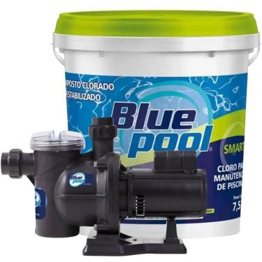 Imagem de Bomba para Piscina 3,4 CV 46.000 Litros com Balde de Cloro 7,5 KG BLUEPOOL
