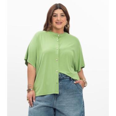 Imagem de Camisa Manga Curta Feminina Plus Size Secret Glam Verde, Plus G4, Verd