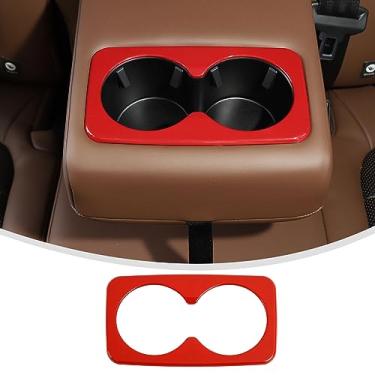 Imagem de Linskip Capa decorativa de suporte de copo traseiro 2021-2026 compatível com Ford Bronco Sport, acabamento de apoio de braço traseiro para acessórios interiores Bronco Sport (vermelho)