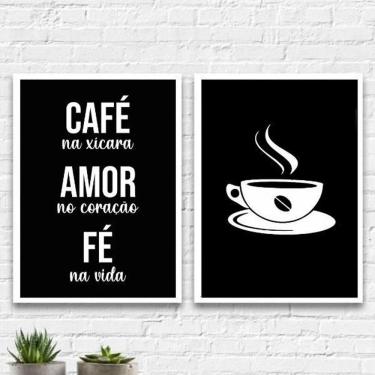 Imagem de Kit 2 Quadros Decoração Cantinho Do Café 33X24Cm
