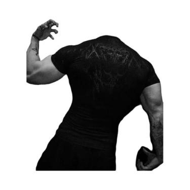 Imagem de Camiseta Masculina Gótica Escura Com Arte Abstrata, Estampa De Monstro