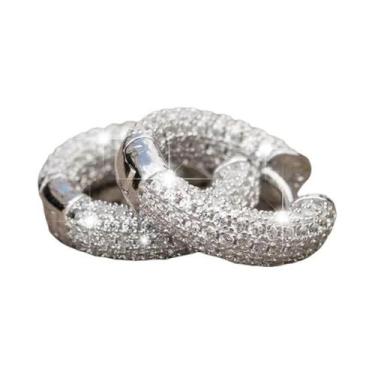 Imagem de Brincos De Argola Pequenos Femininos Com Micro Zircônias Cravejadas De