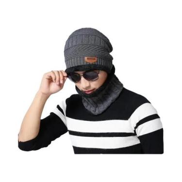 Imagem de Gorro De Inverno Unissex Em Tricô Com Cachecol De Lã E Máscara Balacla