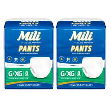 Imagem de Fralda Pants Adulto Mili Vita Care  Tam G/XG premium 2 pacotes c/ 8 (total 16)