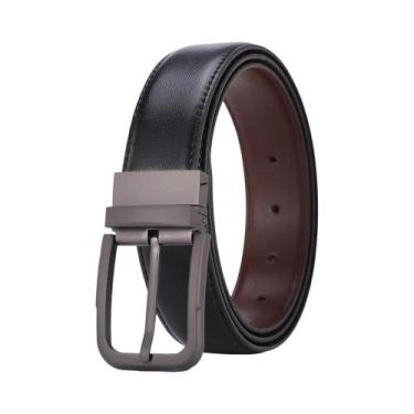 Imagem de Cinto Masculino Reversível De Couro Legítimo Com Fivela De Pino, Cinto