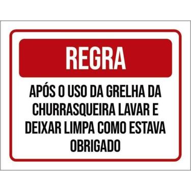 Imagem de Kit 10 Placa Acm Regra Após Grelha Churrasqueira Lavar 18X23 - Sinaliz