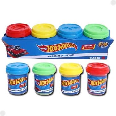 Imagem de Massinha Hot Wheels 4 Potes 56G Coloridas F0013-0 - Fun
