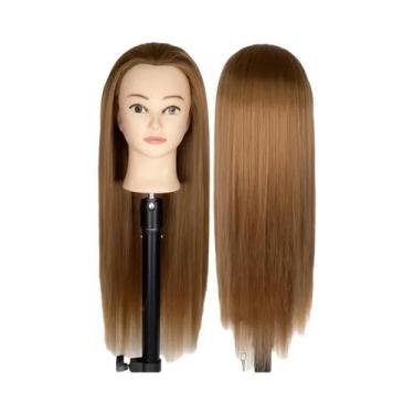 Imagem de Cabeça De Manequim Para Prática De Cabeleireiro De 24 Polegadas Com Ca