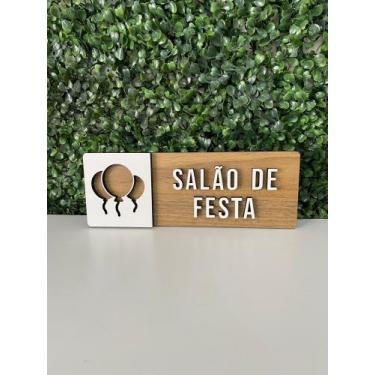 Imagem de Placa de sinalização Salão de Festas em mdf - Realaser Store