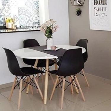 Imagem de Conjunto Mesa de Jantar 110cm Redonda com 04 Cadeiras Eiffel - Móveis 