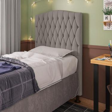 Imagem de Cabeceira Estofada Cama Box Solteiro Greta 90cm com Frame Suede Bege - Abmaza