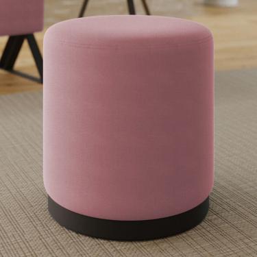 Imagem de Puff Banco Decorativo Orgânico Living Redondo Marí 41x46cm Veludo Rosê - Abmaza