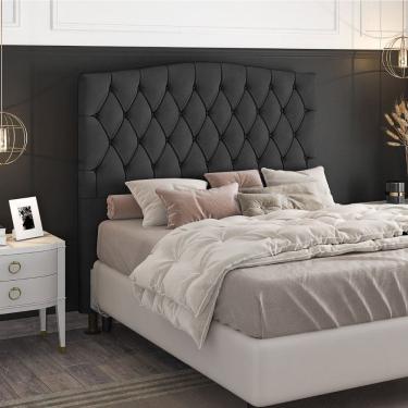 Imagem de Cabeceira Estofada Cama Box Casal King Size Greta 193cm com Frame Suede Cinza - Abmaza