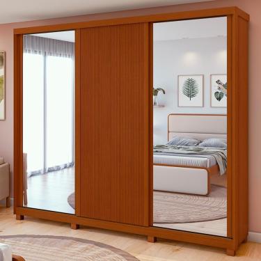 Imagem de Guarda Roupa Casal Ollie 3 Portas de Correr 6 Gavetas MDF-MDP Frassino Móveis Lopas