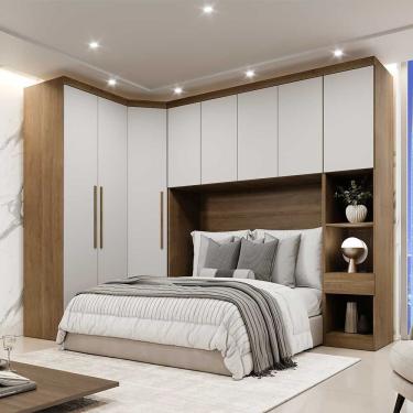 Imagem de Guarda Roupa Casal Modulado Safira 008 8 Portas de Bater 4 Gavetas MDF Cumaru-fendi Cli...
