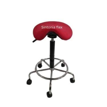 Imagem de Cadeira mocho sela alta tatoo e cílios cromada  65cm 75cm alta suede - veludo vermelho