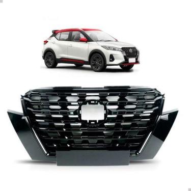 Imagem de Grade nissan kicks 21 22 23 completa black piano c/friso cromado - RET